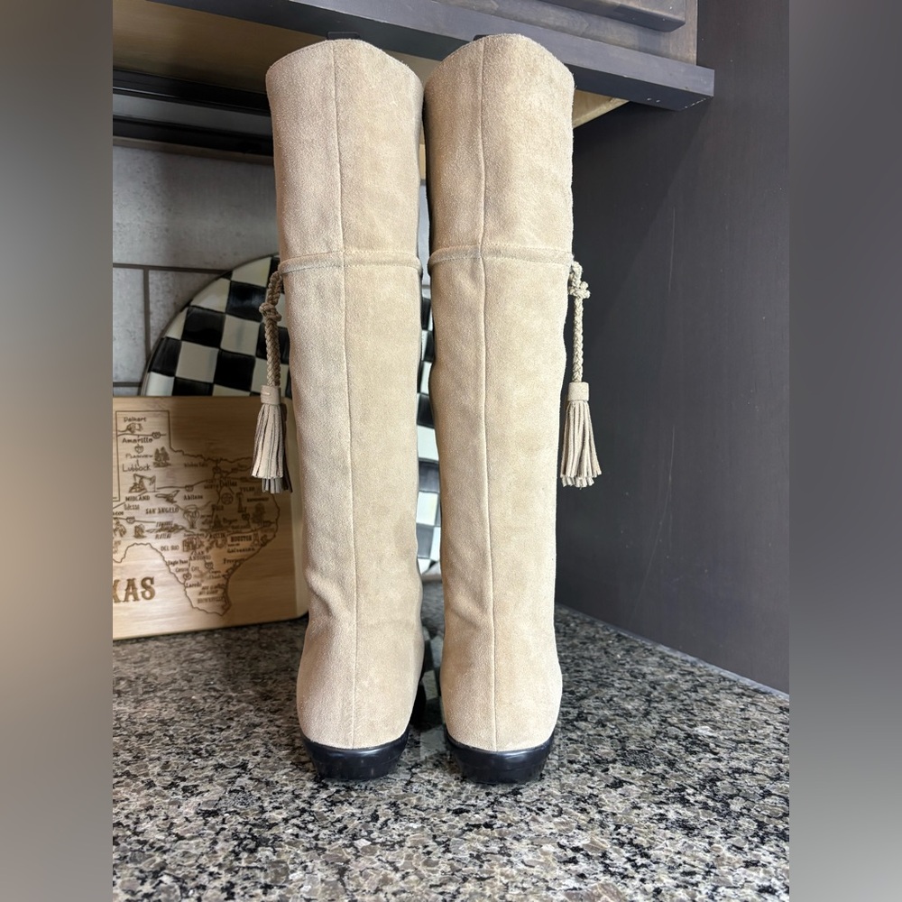 Cole Haan Nike Air Marina Beige Suede Knee High Boots Size 7 1/2 - Picture 4 of 10